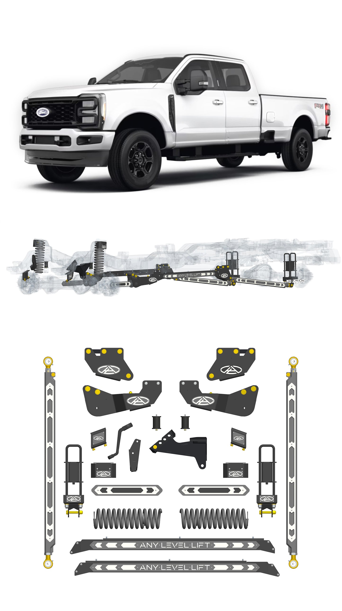 Any Level 5.5" Static Lift - Base System: F-250/F-350, Single Rear Wheel (2023+)