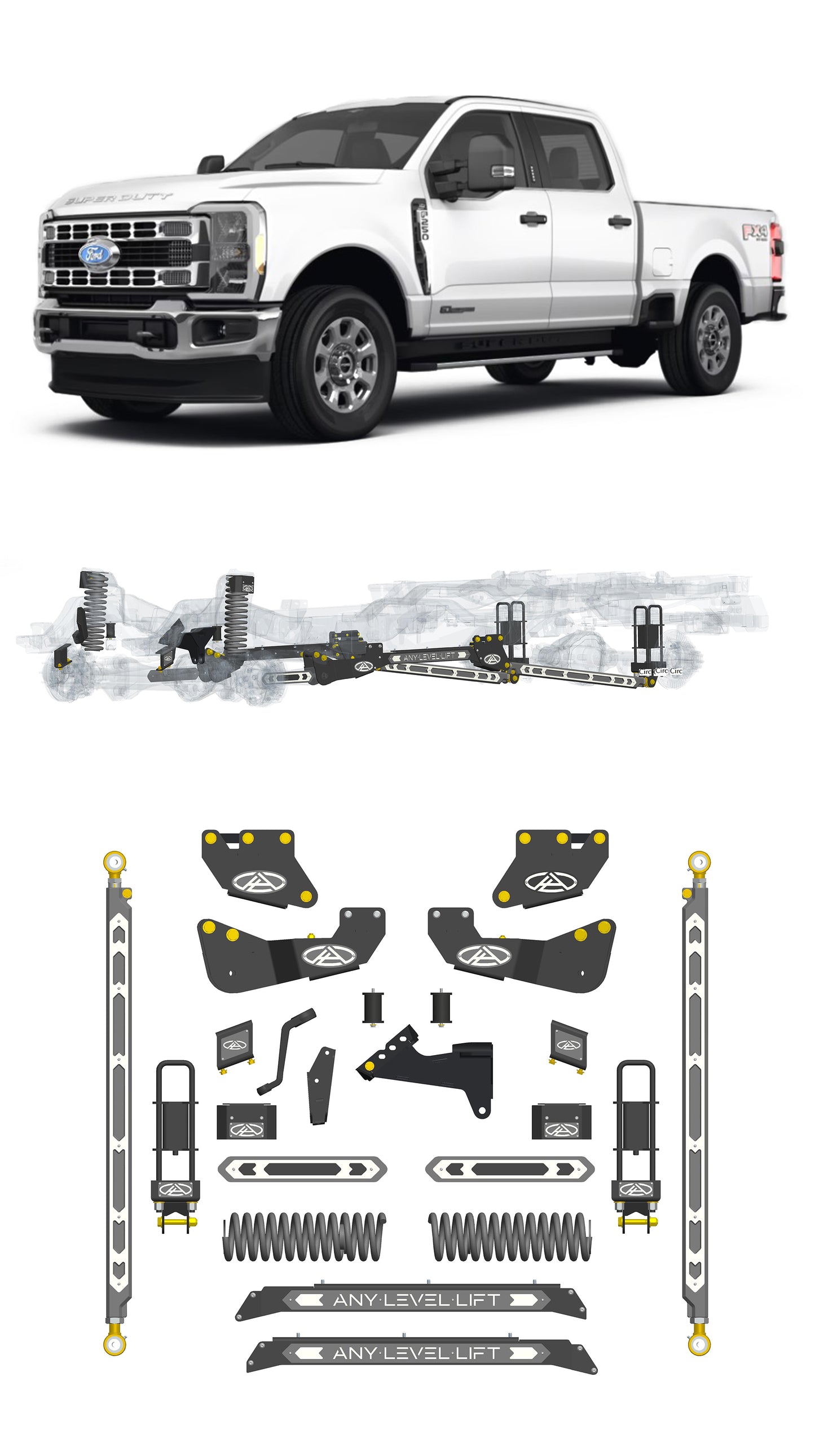 Any Level 5.5" Static Lift - Base System: F-250/F-350, Single Rear Wheel (2023+)