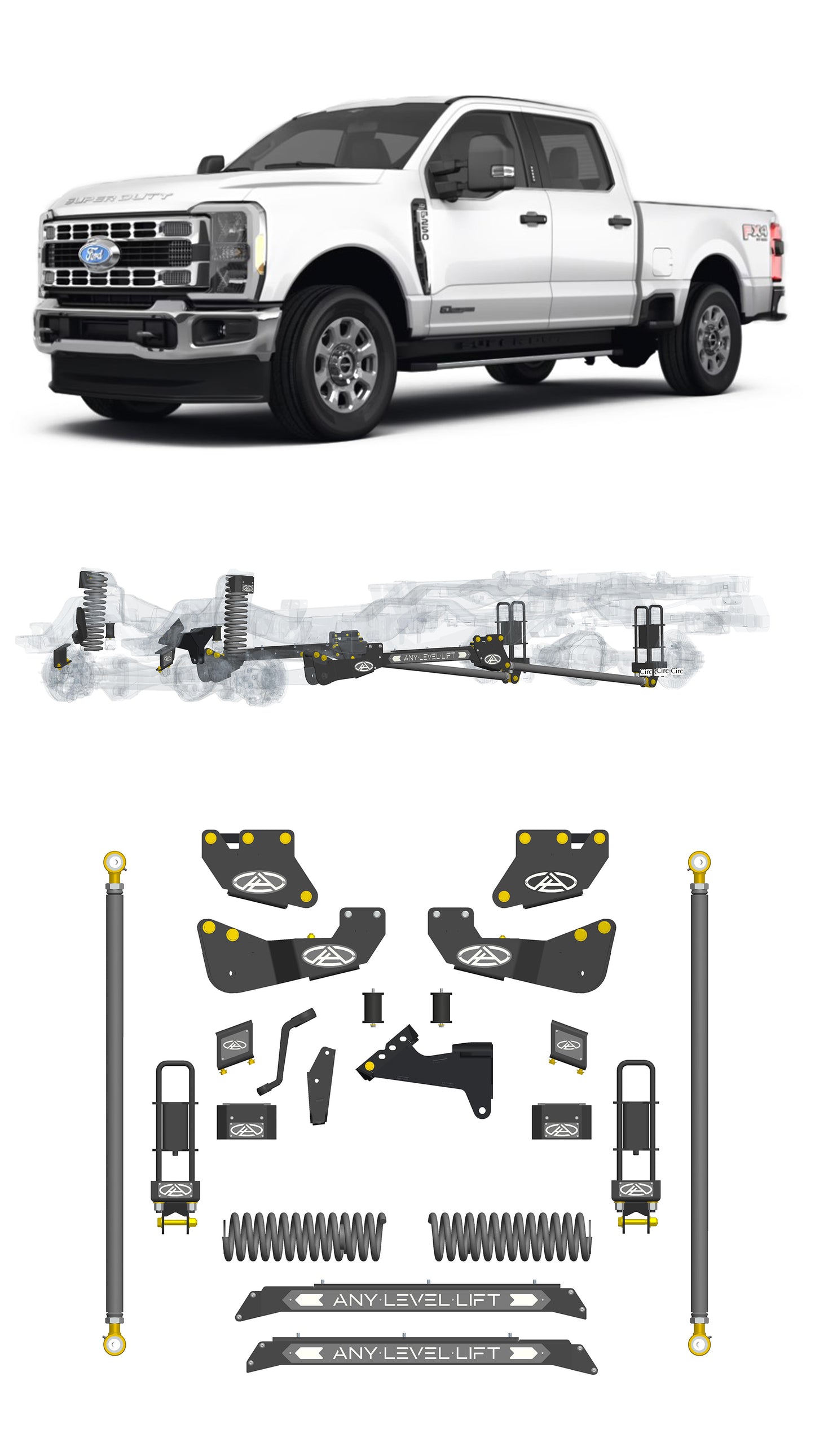 Any Level 5.5" Static Lift - Base System: F-250/F-350, Single Rear Wheel (2023+)