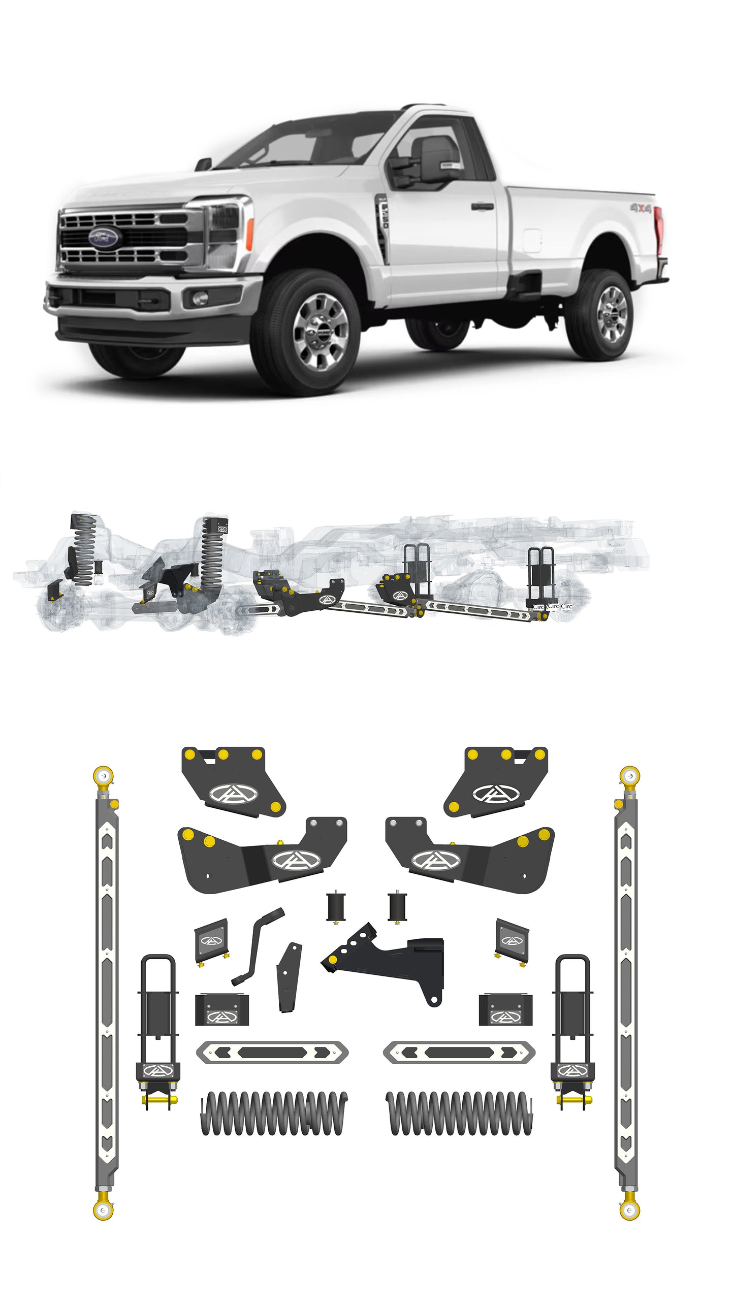 Any Level 5.5" Static Lift - Base System: F-250/F-350, Single Rear Wheel (2023+)