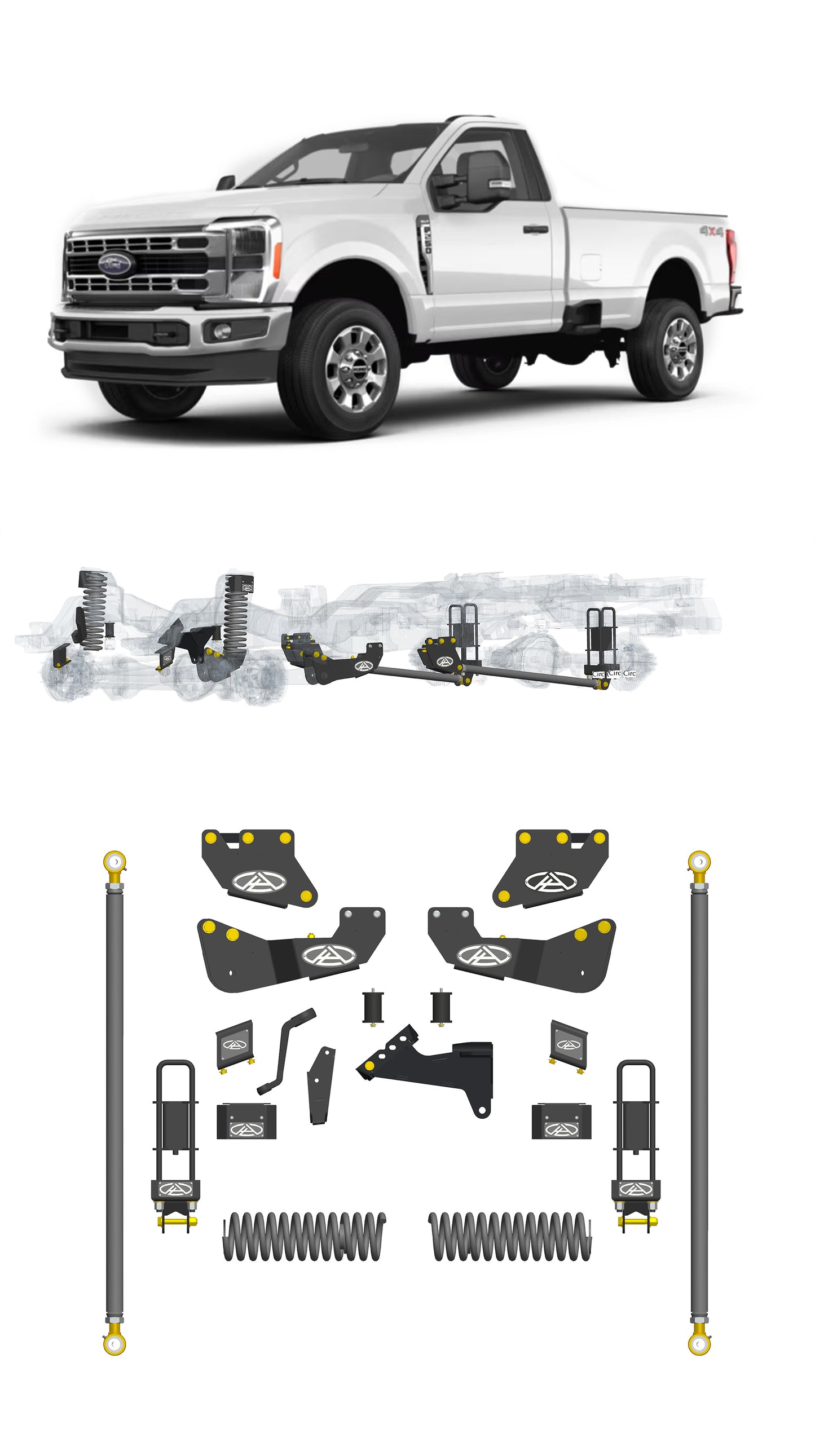 Any Level 5.5" Static Lift - Base System: F-250/F-350, Single Rear Wheel (2023+)