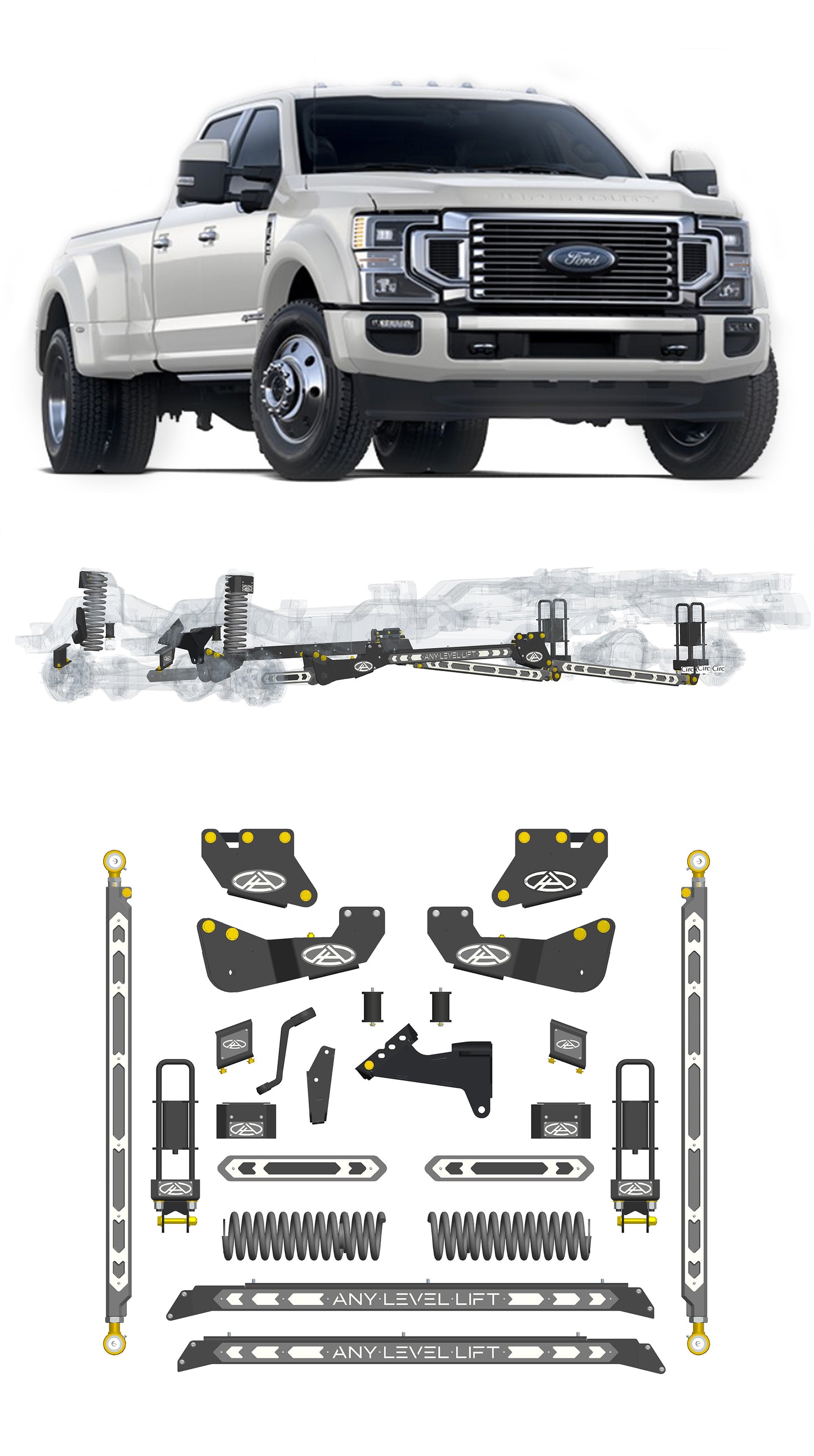 Any Level 5.5" Static Lift - Base System: F-350/F-450, Dual Rear Wheel (2020-2022)