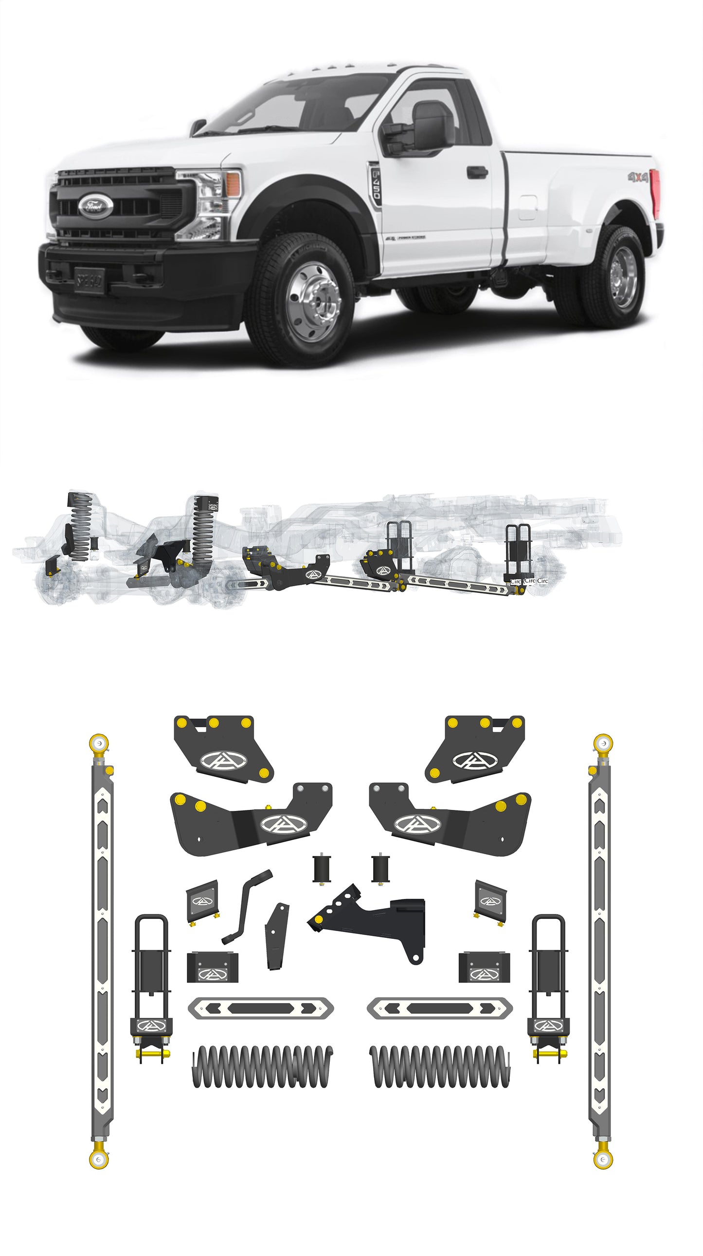 Any Level 5.5" Static Lift - Base System: F-350/F-450, Dual Rear Wheel (2020-2022)