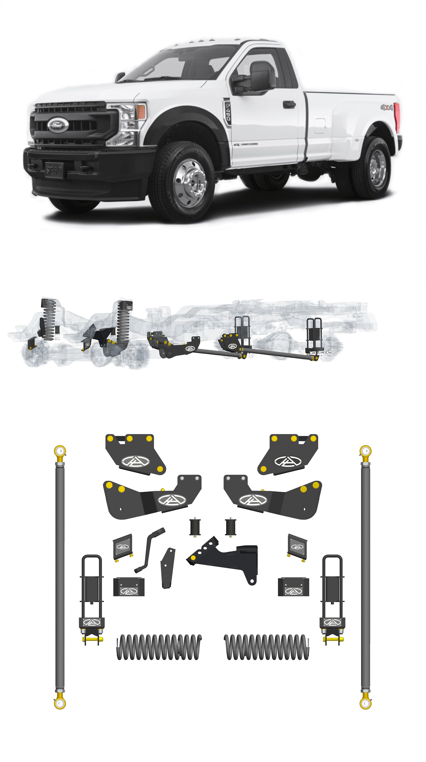 Any Level 5.5" Static Lift - Base System: F-350/F-450, Dual Rear Wheel (2020-2022)