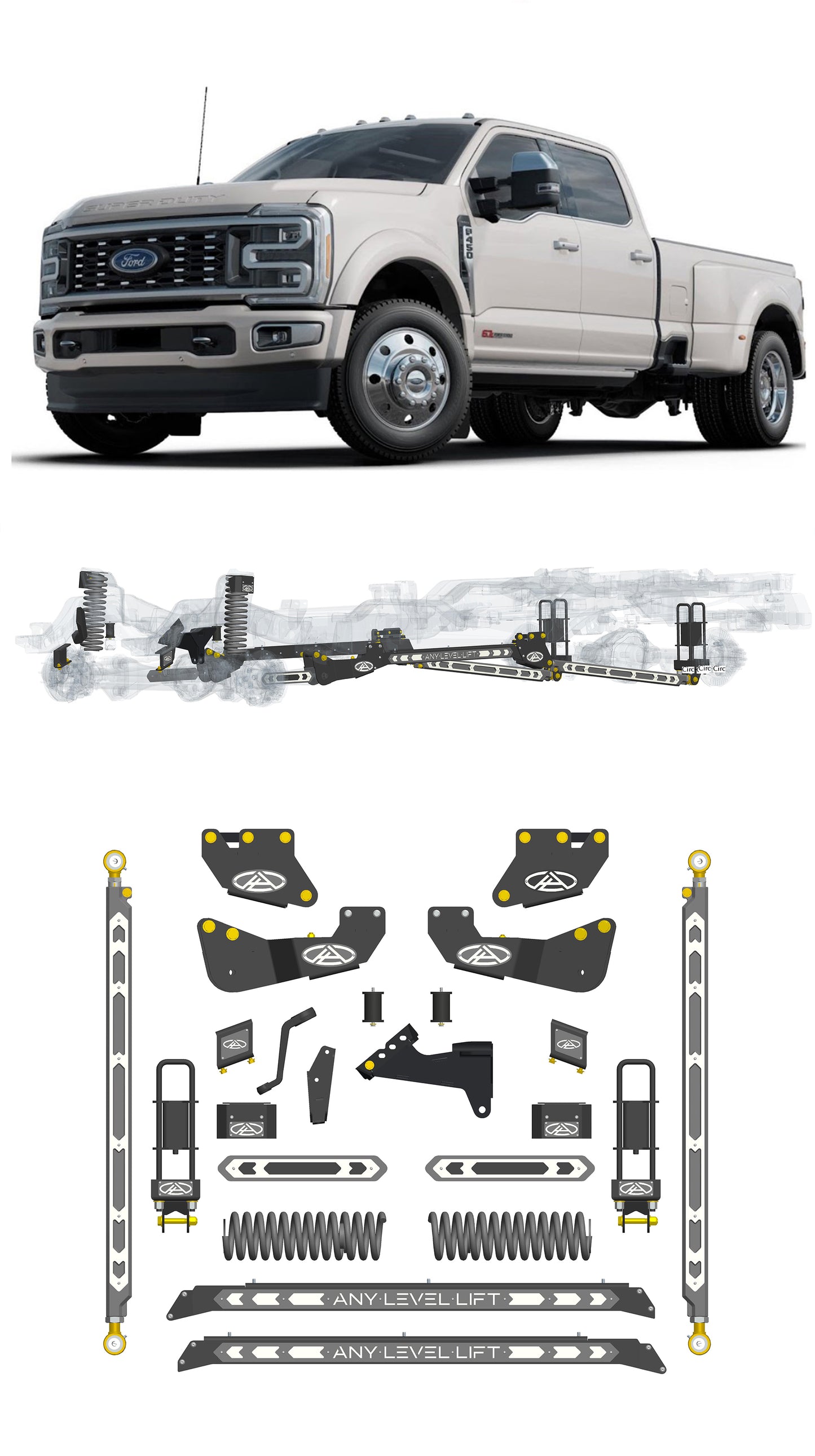 Any Level 5.5" Static Lift - Base System: F-350/F-450, Dual Rear Wheel (2023+)