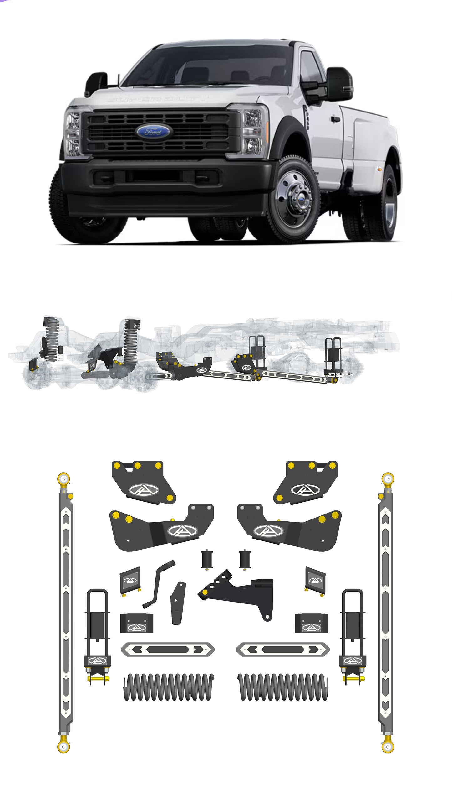 Any Level 5.5" Static Lift - Base System: F-350/F-450, Dual Rear Wheel (2023+)